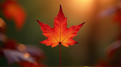 Crimson Amber Leaf Focused Macro Shot