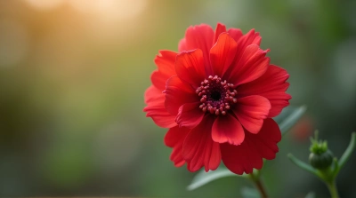 Crimson Bloom With Delicate Petals In Soft Focus