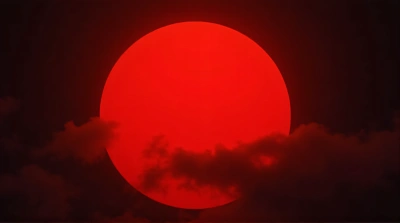 Crimson Full Orb Glowing Against Textured Backdrop