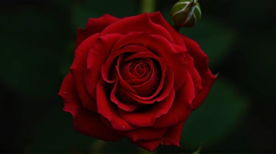 Crimson Rose Close-Up Showing Textured Layers
