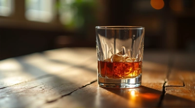 Crystal Tumbler With Aged Spirit On Wood
