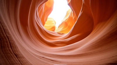 Curving Rock Formation With Layered Ochre Striations