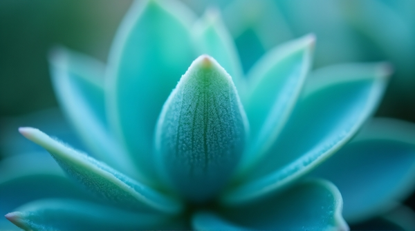 Macro of cyan and teal leaves showing detailed texture under soft natural lighting