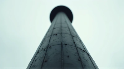 Cylindrical Beacon Against Pale Sky