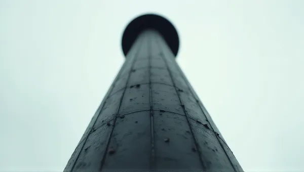 Cylindrical Beacon Against Pale Sky