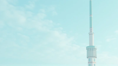 Cylindrical Spire With Emerald Panels Against Sky