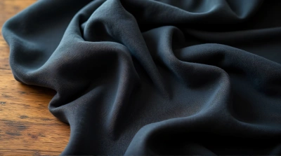Dark Draped Cloth Over Wooden Table Under Soft Light