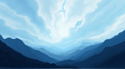 Dark Ridge Silhouettes Against Swirling Sky
