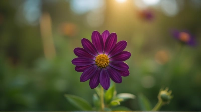 Deep Purple Flower Close-Up With Natural Lighting