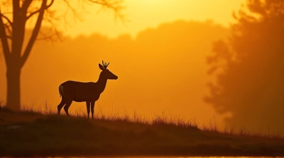 Deer Profile Against Warm Amber Light