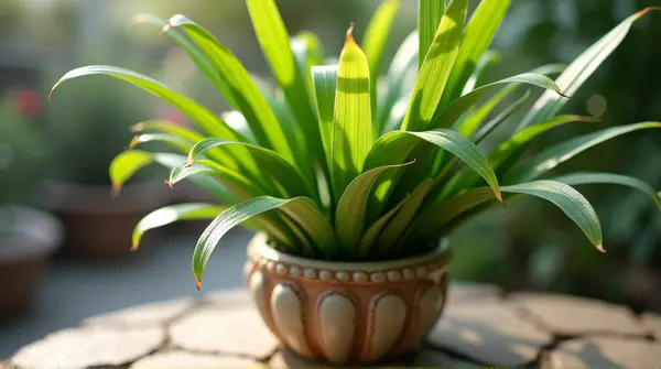 Delicate Green Fronds Unfurling In Ceramic Pot