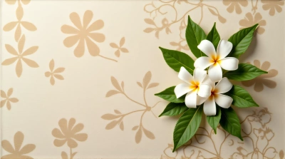 Delicate Pale Blossoms With Botanical Fabric Texture