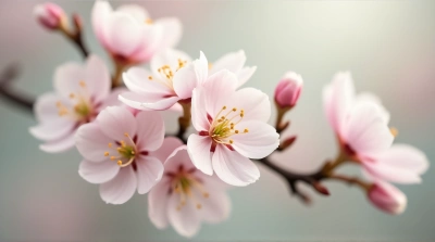 Delicate Pale Blossoms With Soft Focus Background