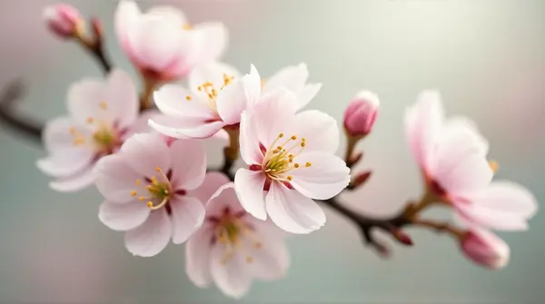 Selective focus on delicate pale blossoms with a softly blurred background highlighting intricate details.