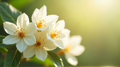 Delicate Pale Petals with Soft Light and Green Leaves