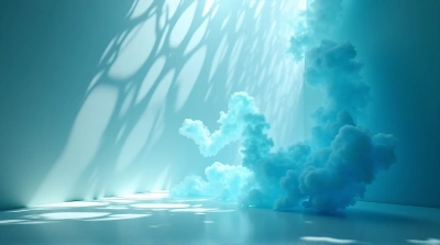 Dense Azure Vapor Rising With Intricate Shadows