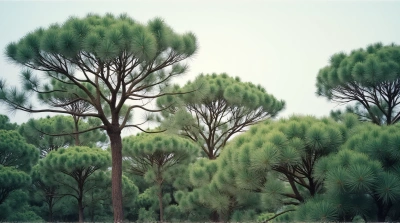 Dense Deciduous Foliage Layers Against Soft Sky
