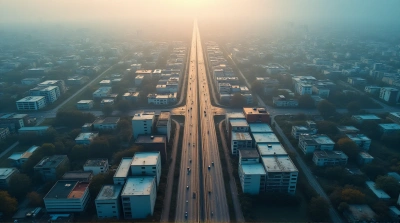 Dense Network Of Roads And Structures Overhead