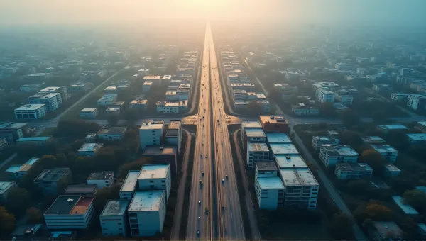 Dense Network Of Roads And Structures Overhead