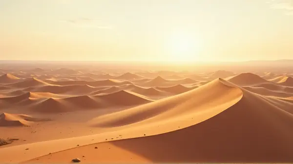 Desert Landscape With Sand Dunes And Expansive Sky