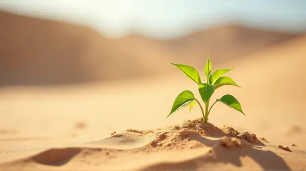 Desert Succulent Growing In Sunlit Sandy Soil