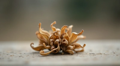 Dried Curled Leaves On Soft Surface Detail
