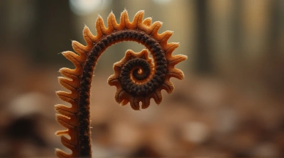 Dried Sepia Fern Fronds With Delicate Veins