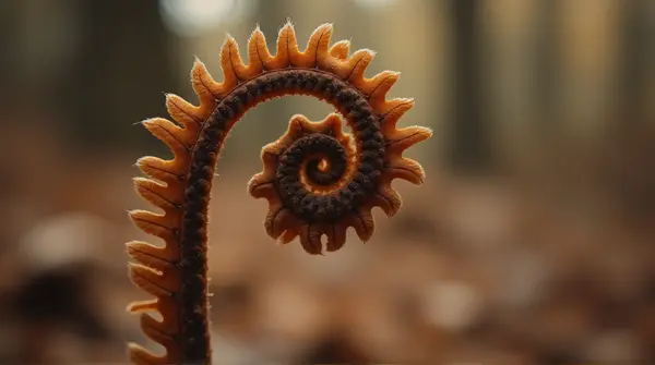 Dried Sepia Fern Fronds With Delicate Veins