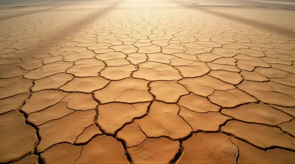 Dry Cracked Earth Texture Aerial View