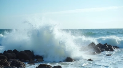 Dynamic Sea Waves Crashing Rocky Coastline Energy