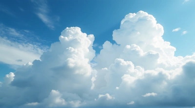 Dynamic White Clouds Streaming Across Vibrant Sky