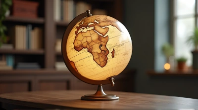Earth Globe On Elegant Stand In Study Corner