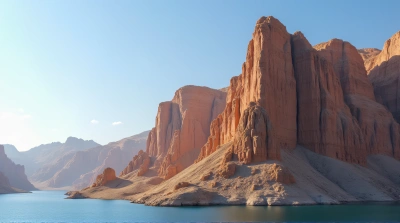 Earthen Cliffs Rising Next To Still Lake