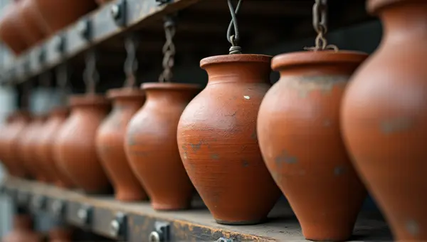 Earthenware Containers Display With Natural Light