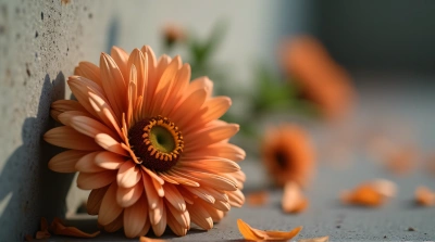 Earthy Petal Arrangement Against Textured Wall