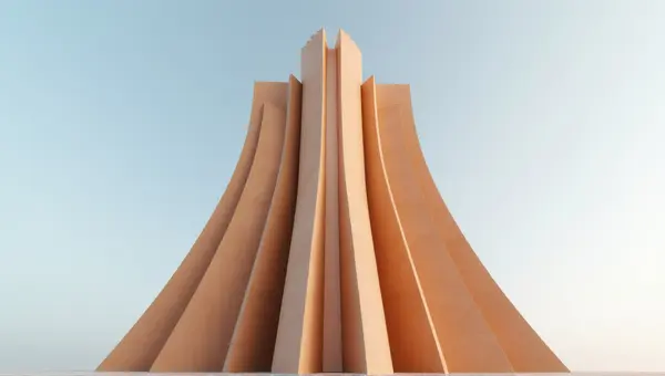 Earthy Tower Against Clear Blue Sky
