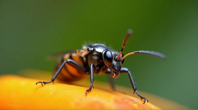 Ebony Amber Insect On Colorful Surface