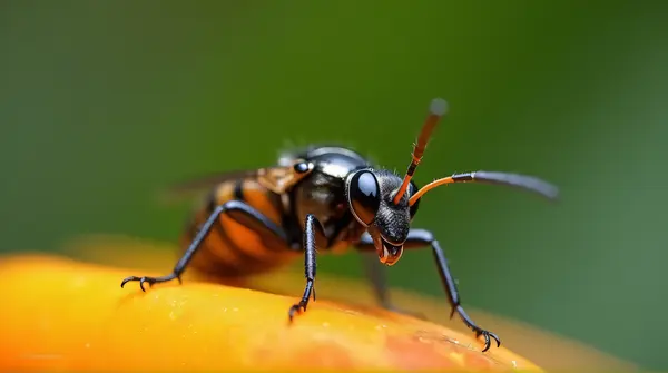 Ebony Amber Insect On Colorful Surface