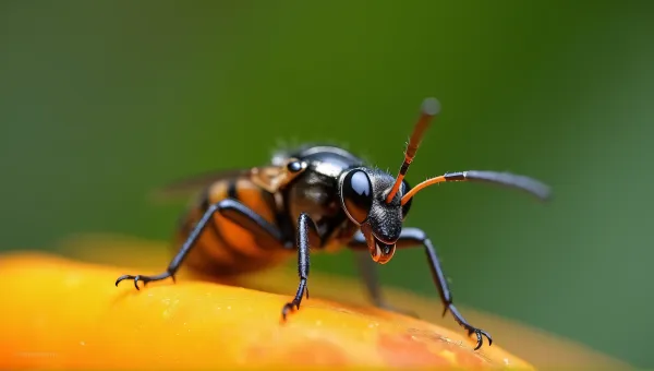 Ebony Amber Insect On Colorful Surface