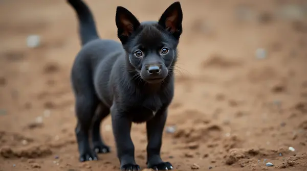 Ebony Dog With Sleek Coat And Attentive Pose