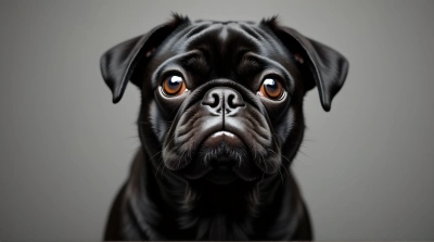 Ebony Pug Close-Up With Focused Eyes