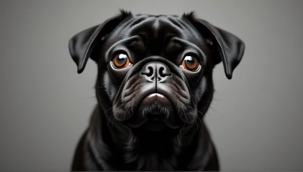 Ebony Pug Close-Up With Focused Eyes