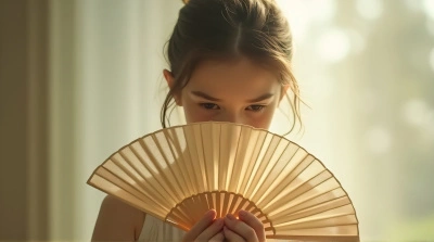 Elegant Folding Fan With Soft Natural Lighting