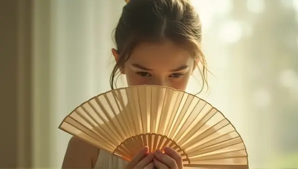 Elegant Folding Fan With Soft Natural Lighting