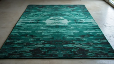 Emerald Charcoal Patterned Area Rug Closeup