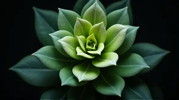 Emerald And Pale Foliage Cluster Over Dark Background