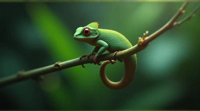 Emerald Scaled Creature On Segmented Stalk
