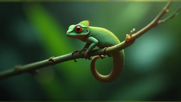 Emerald Scaled Creature On Segmented Stalk