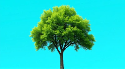 Emerald Tree Canopy Against Cerulean Sky