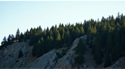 Evergreen Conifers on Rugged Hillside in Sunlight